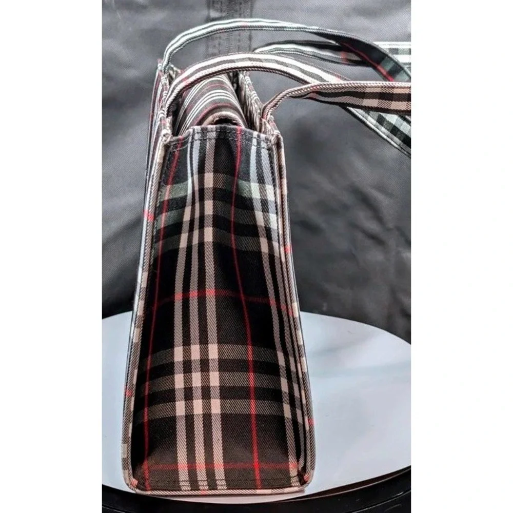 Kate Spade New York Tartan Plaid Tote Bag Shoulder Purse Leopard Lining~Vintage
